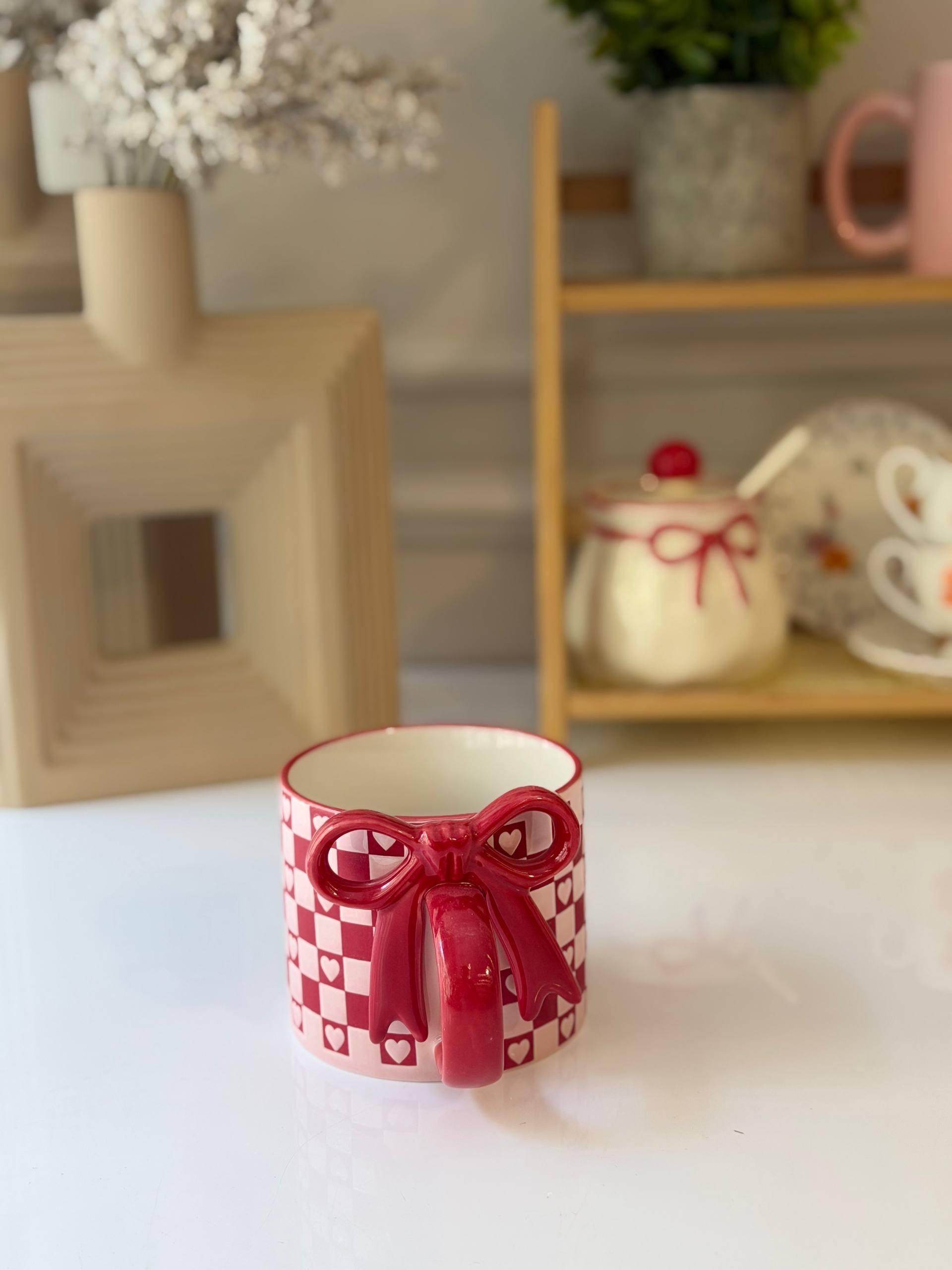 Red Checker Bow Mug