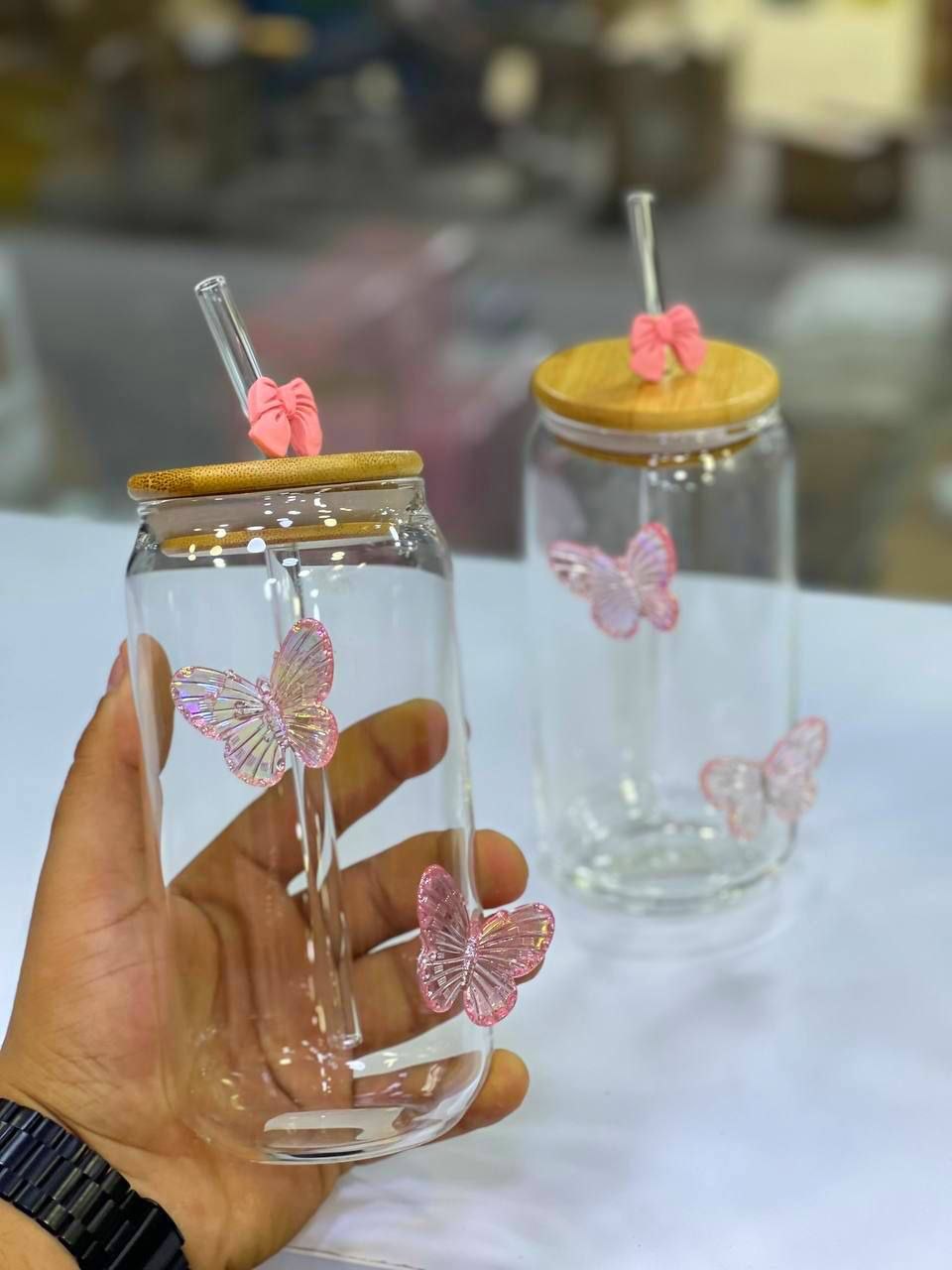 Dreamy Butterfly Glass Tumbler