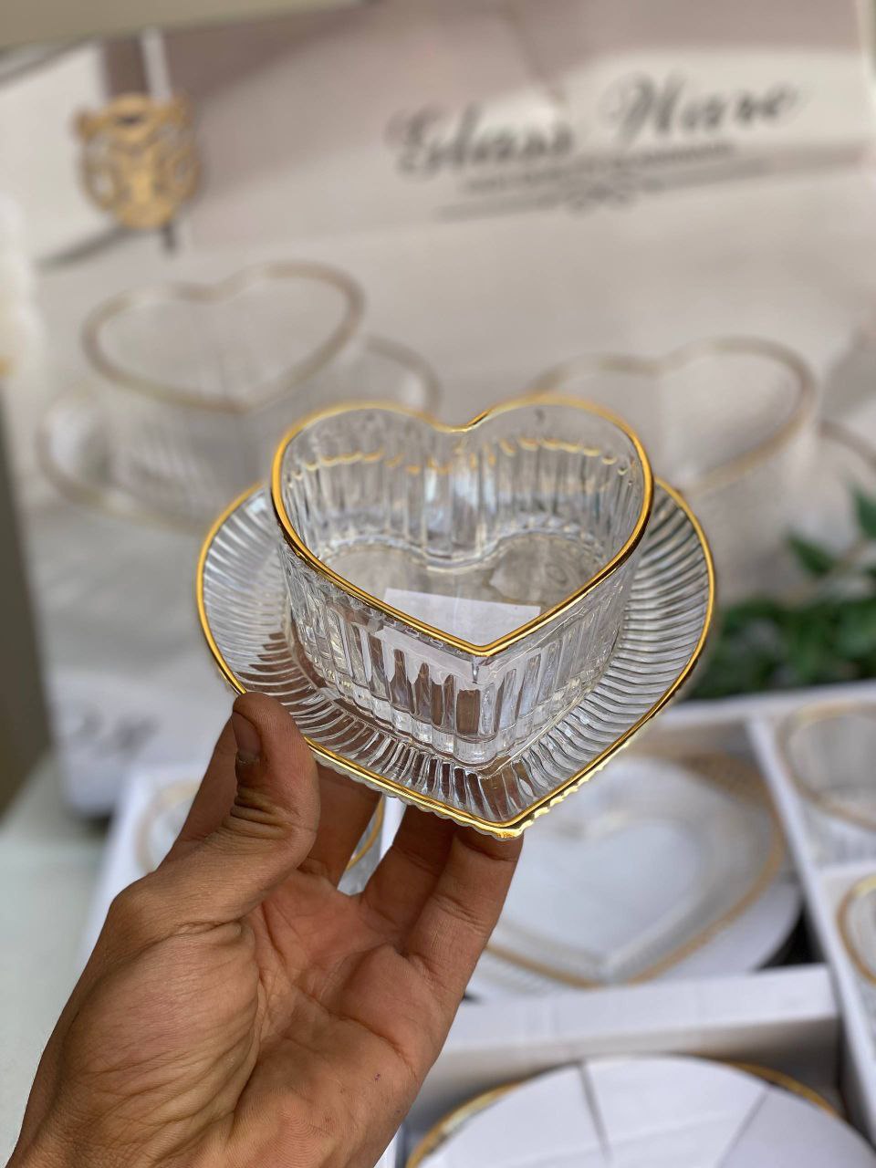 Gold Heart Glassware