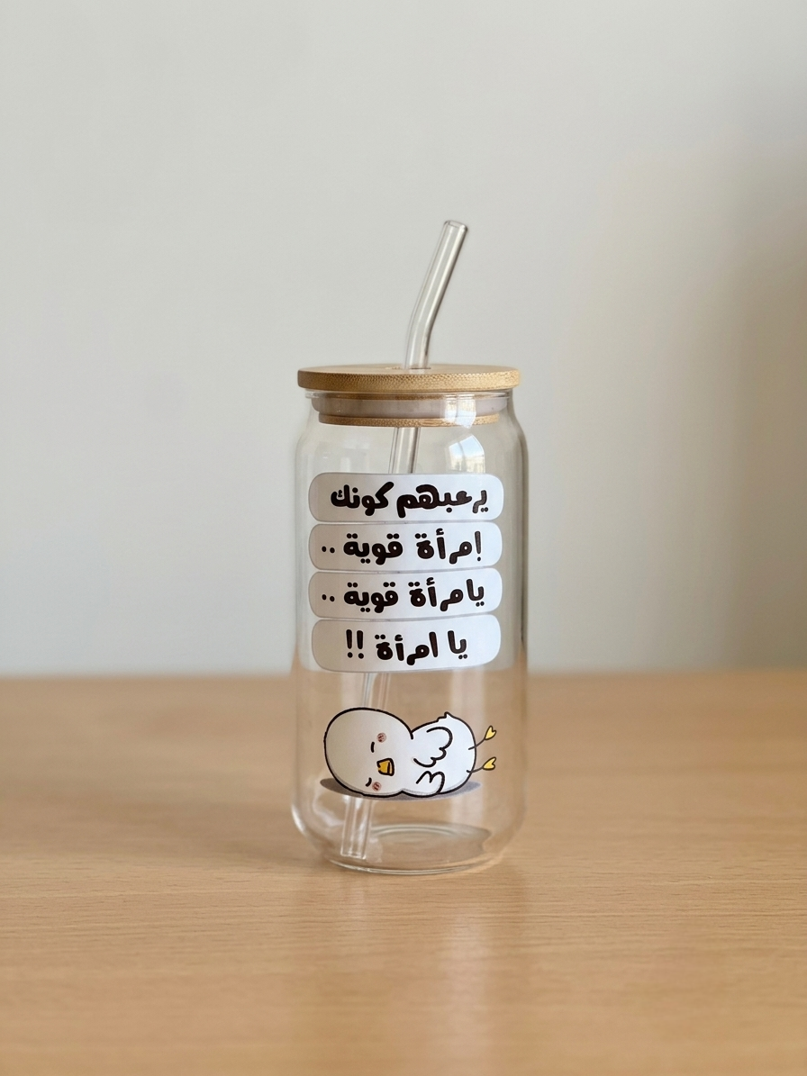 كوب "ڤايبس" الزجاجي بغطاء البامبو
