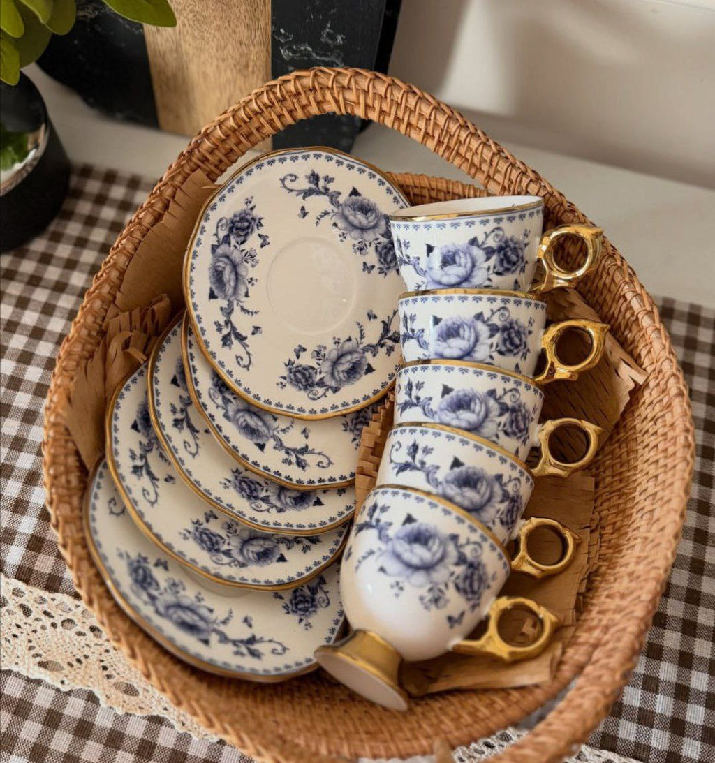 Royal Blue Floral Espresso & Tea Set