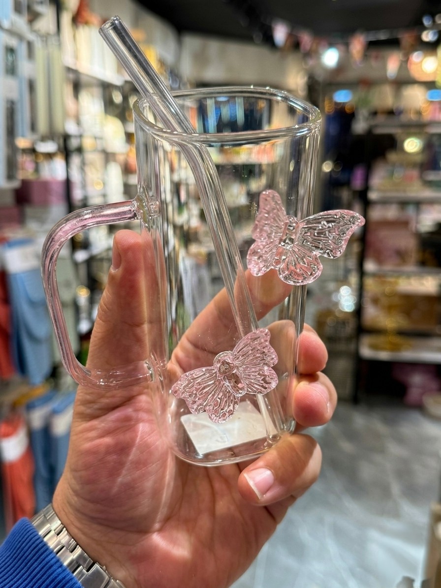 Dreamy Butterfly Glass Mug