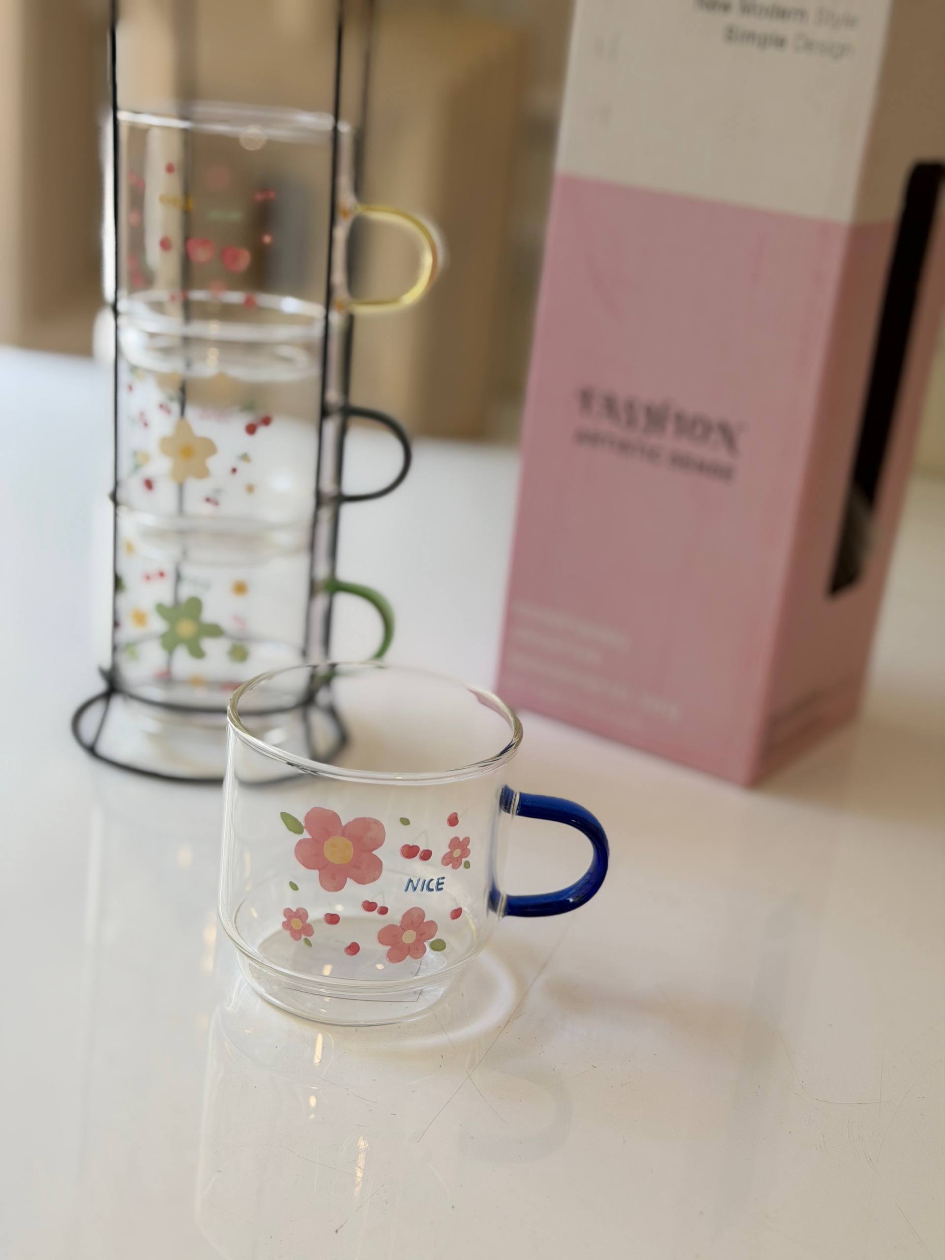 Aesthetic Glass Mug Tower
