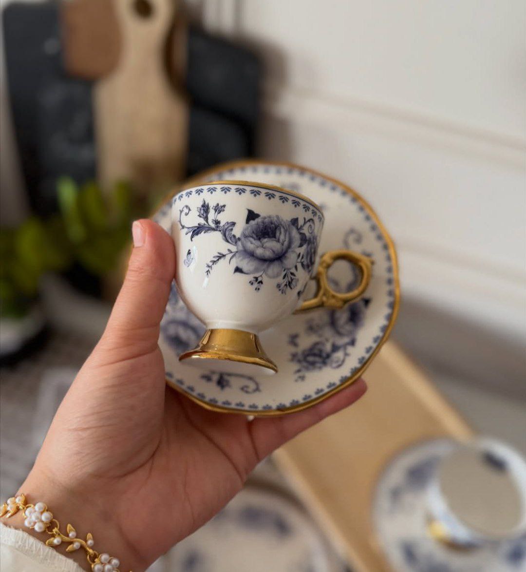 Royal Blue Floral Espresso & Tea Set
