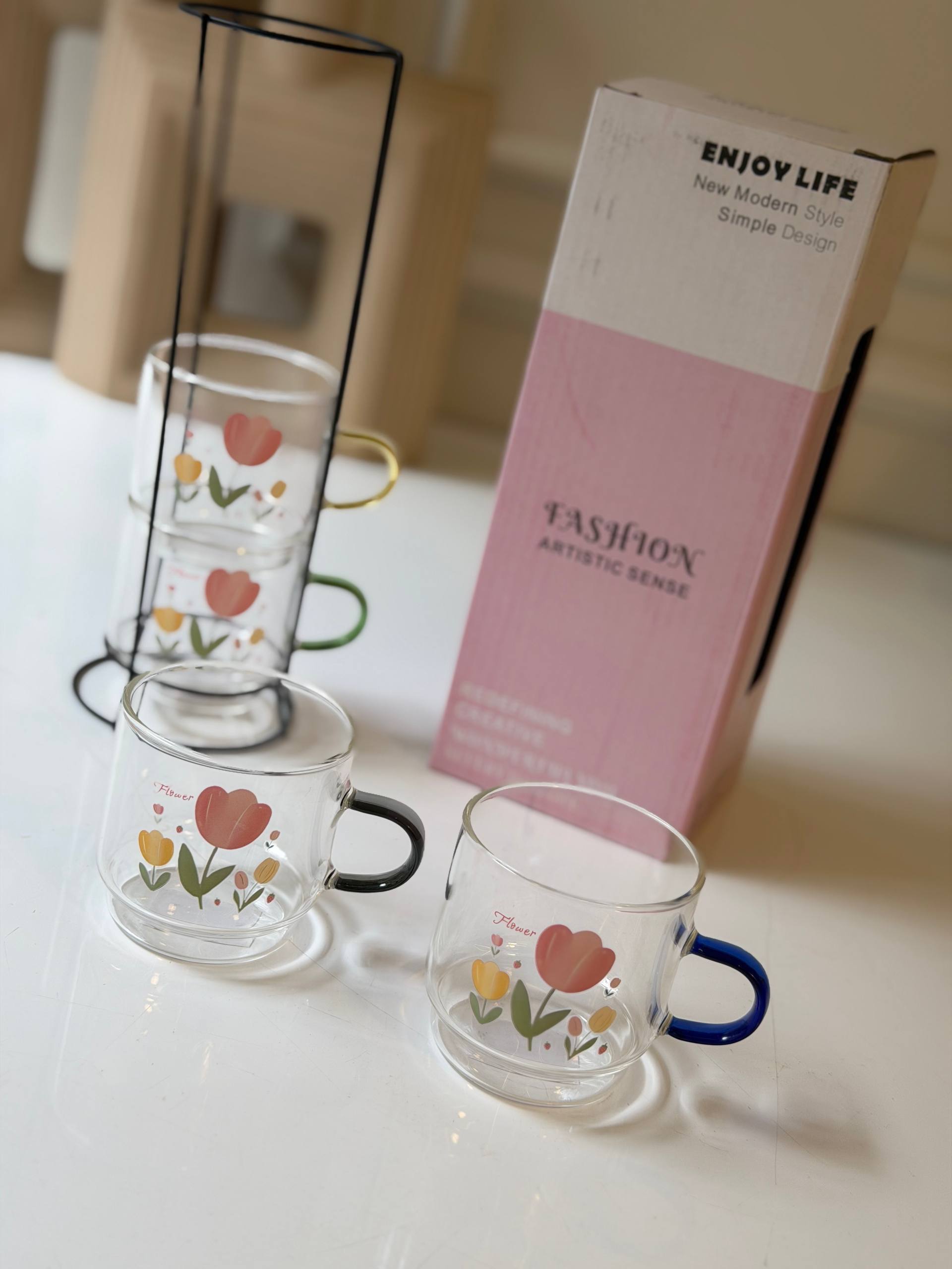 Aesthetic Glass Mug Tower