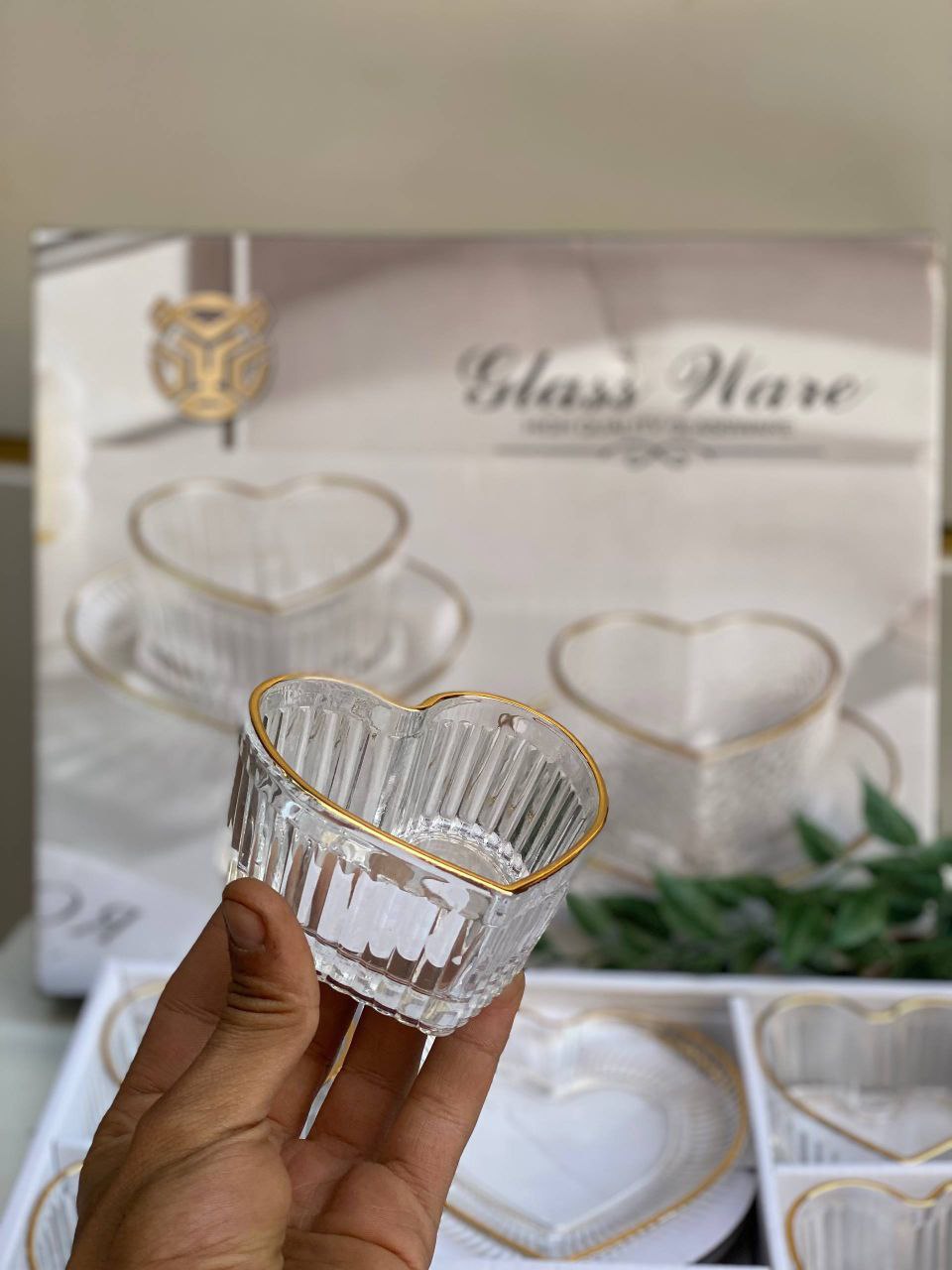 Gold Heart Glassware