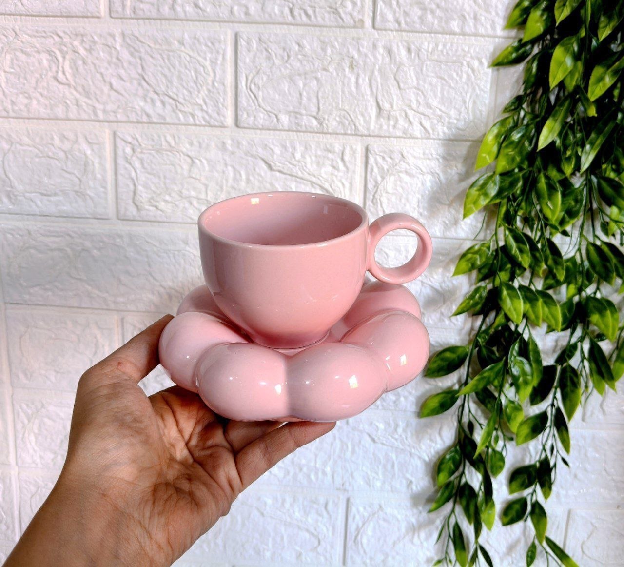 Pastel Cloud Chubby Mug & Saucer Set