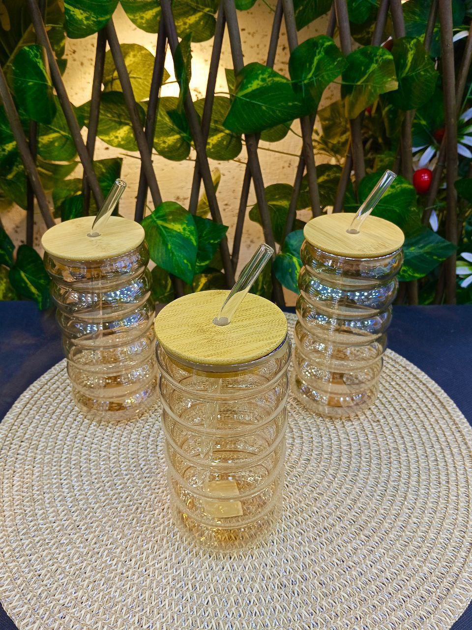 Wavy Bamboo Glass Tumbler
