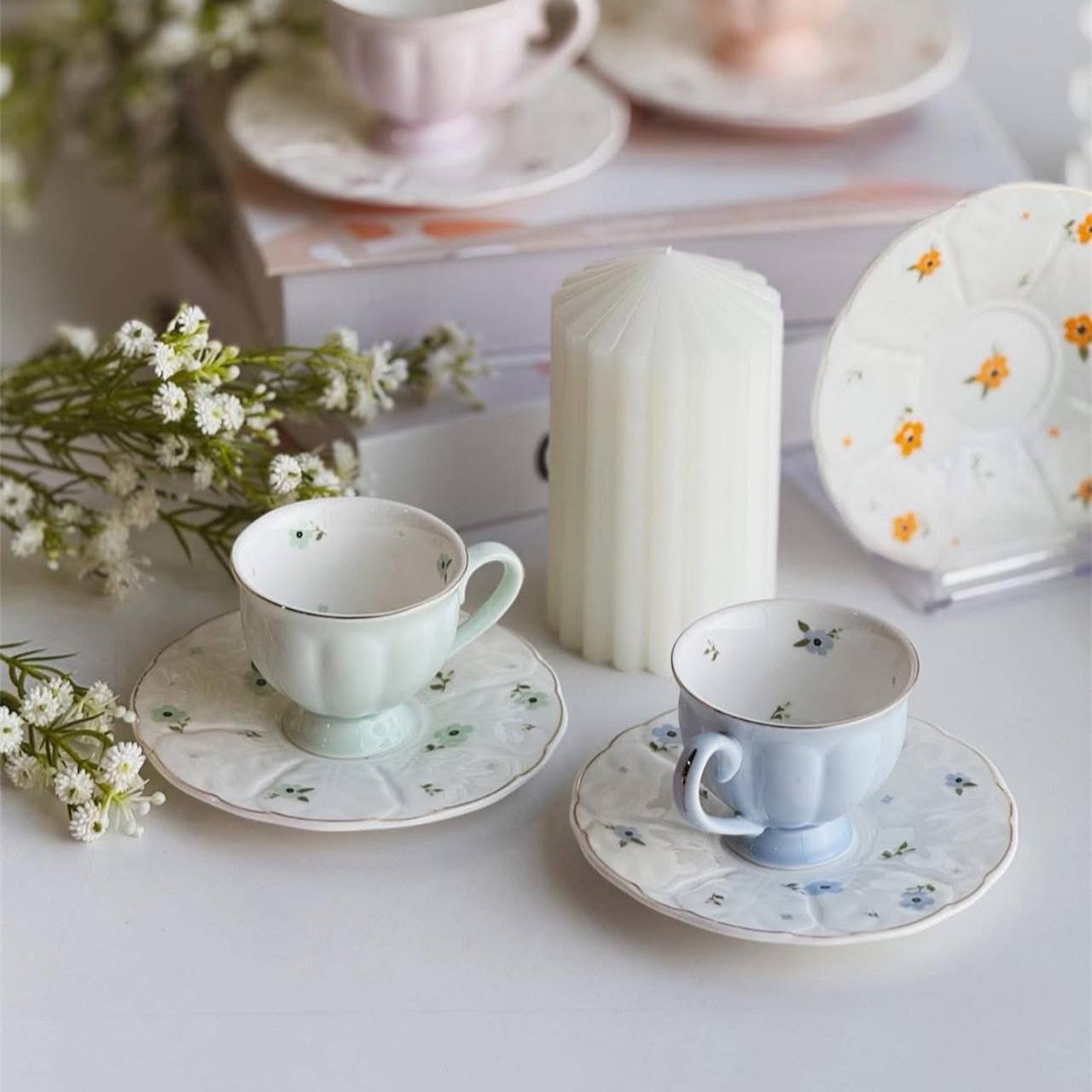 Elegant Pastel Garden Tea Set