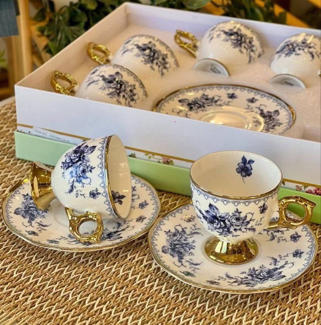 Royal Blue Floral Espresso & Tea Set