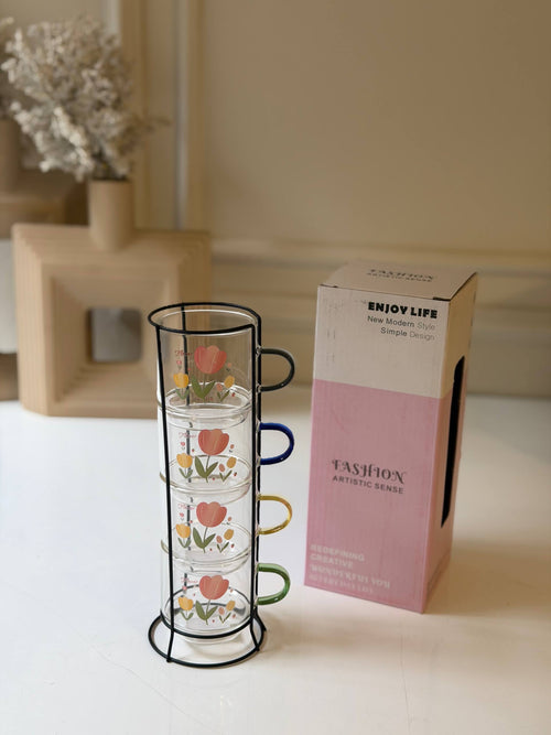 Aesthetic Glass Mug Tower