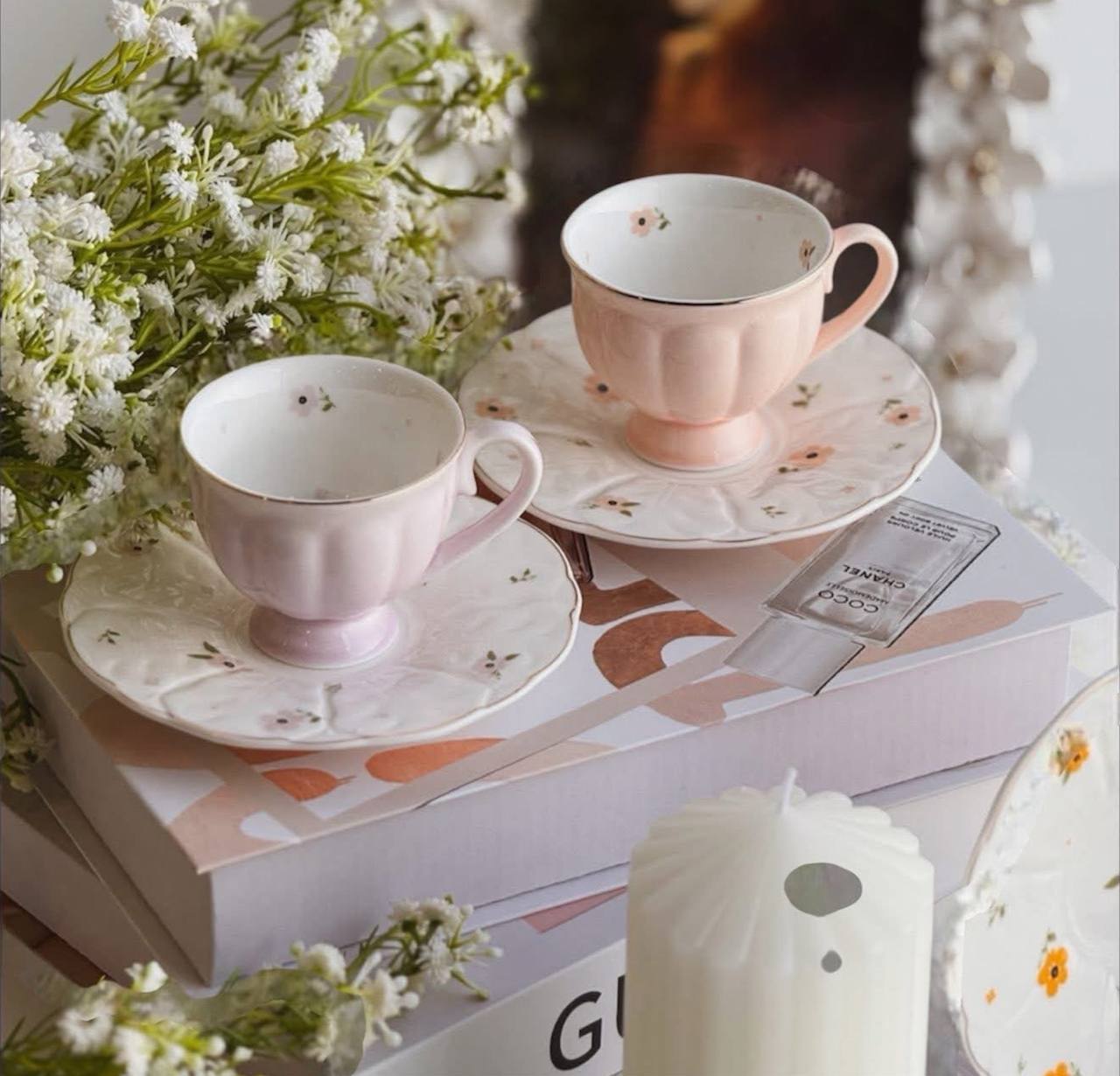 Elegant Pastel Garden Tea Set