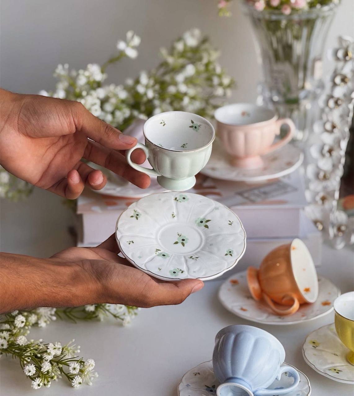 Elegant Pastel Garden Tea Set