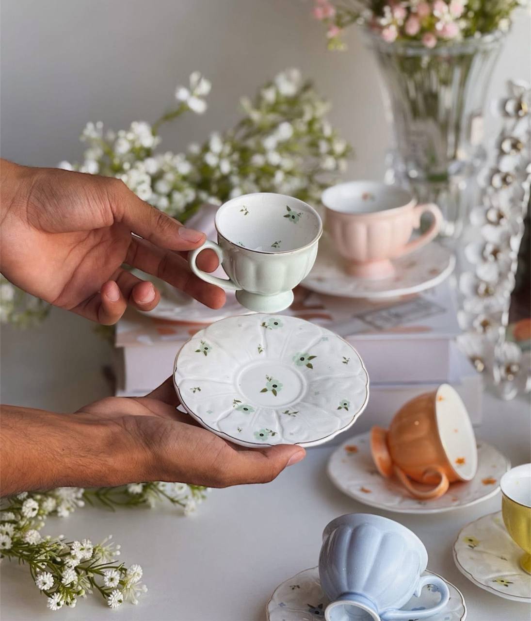 Elegant Pastel Garden Tea Set
