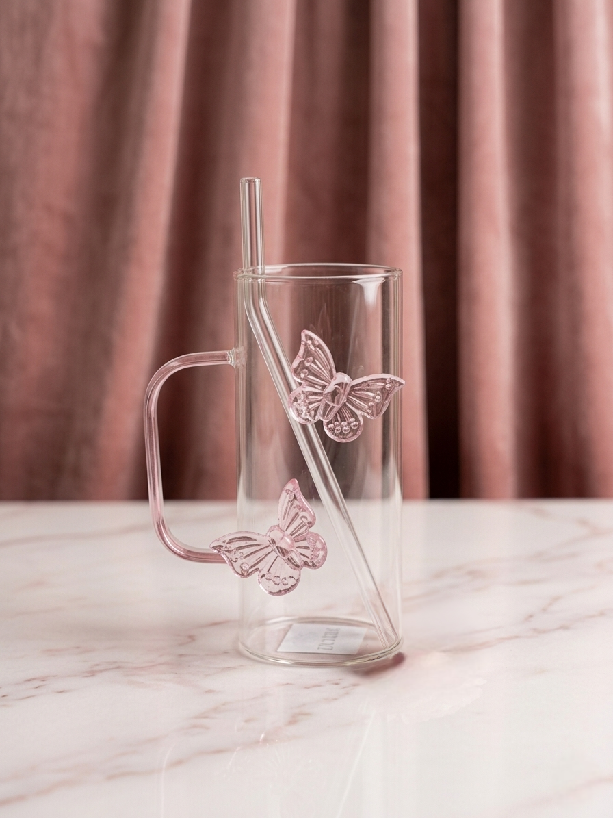Dreamy Butterfly Glass Mug
