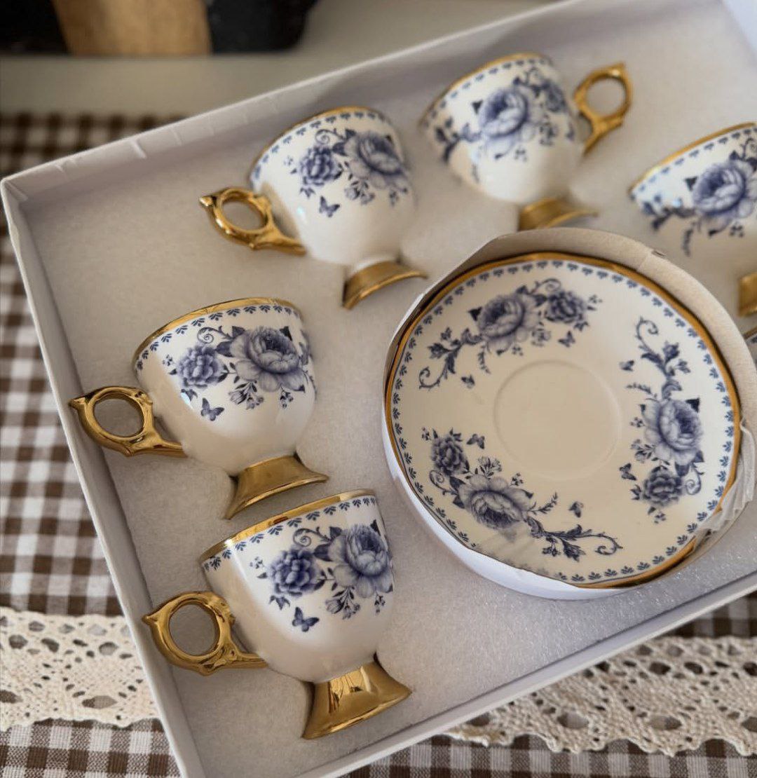 Royal Blue Floral Espresso & Tea Set