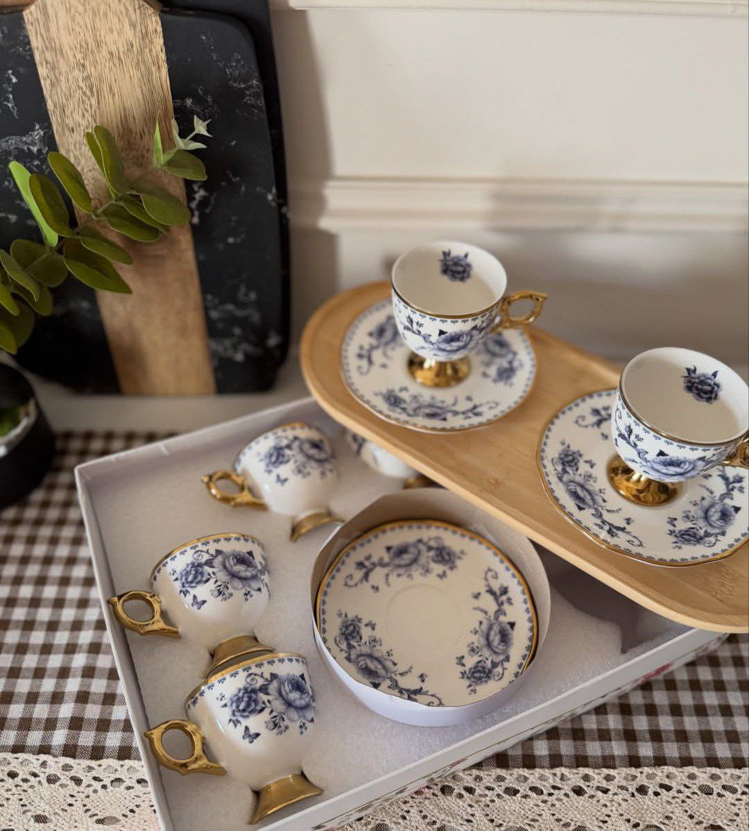 Royal Blue Floral Espresso & Tea Set