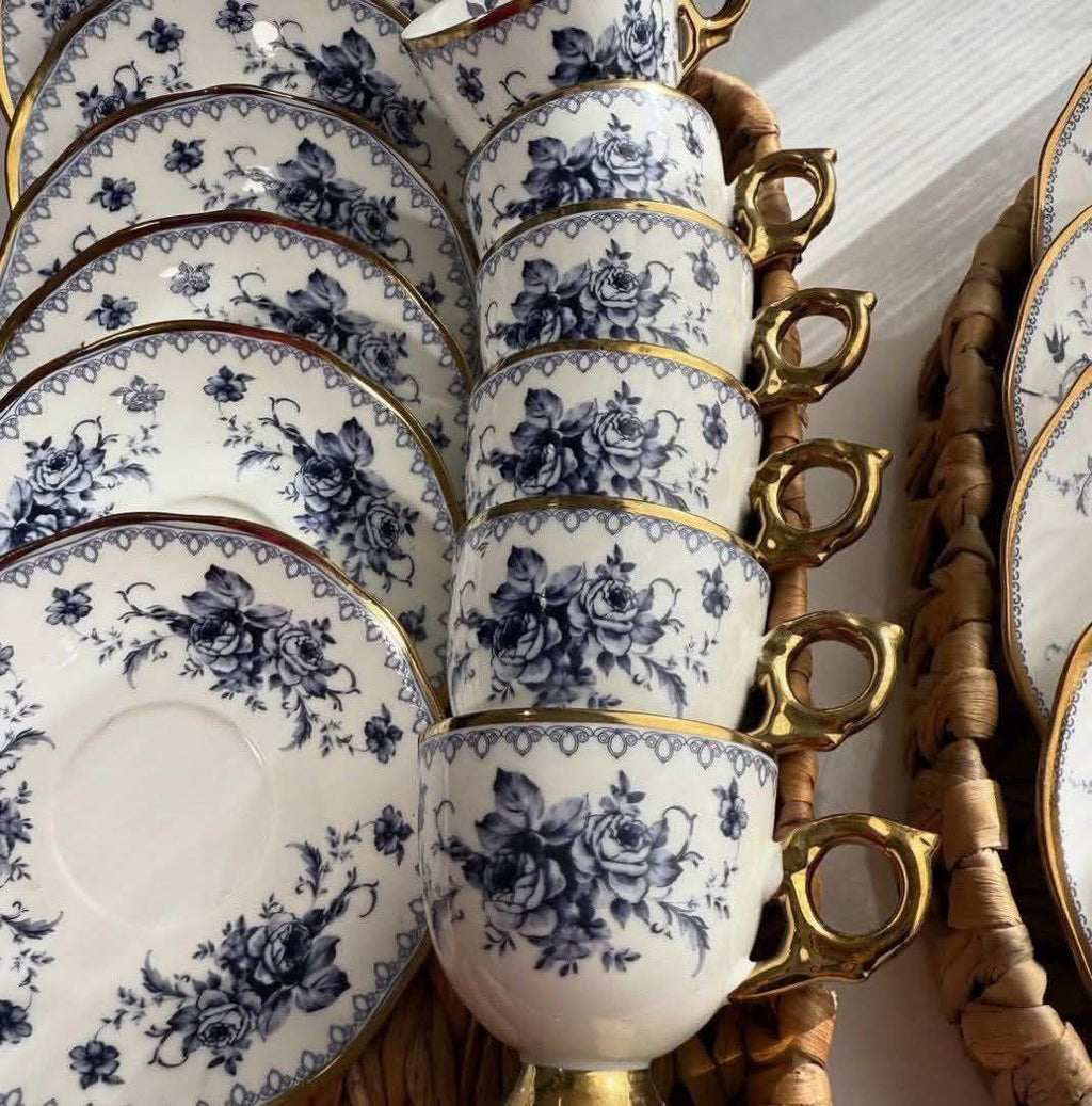 Royal Blue Floral Espresso & Tea Set
