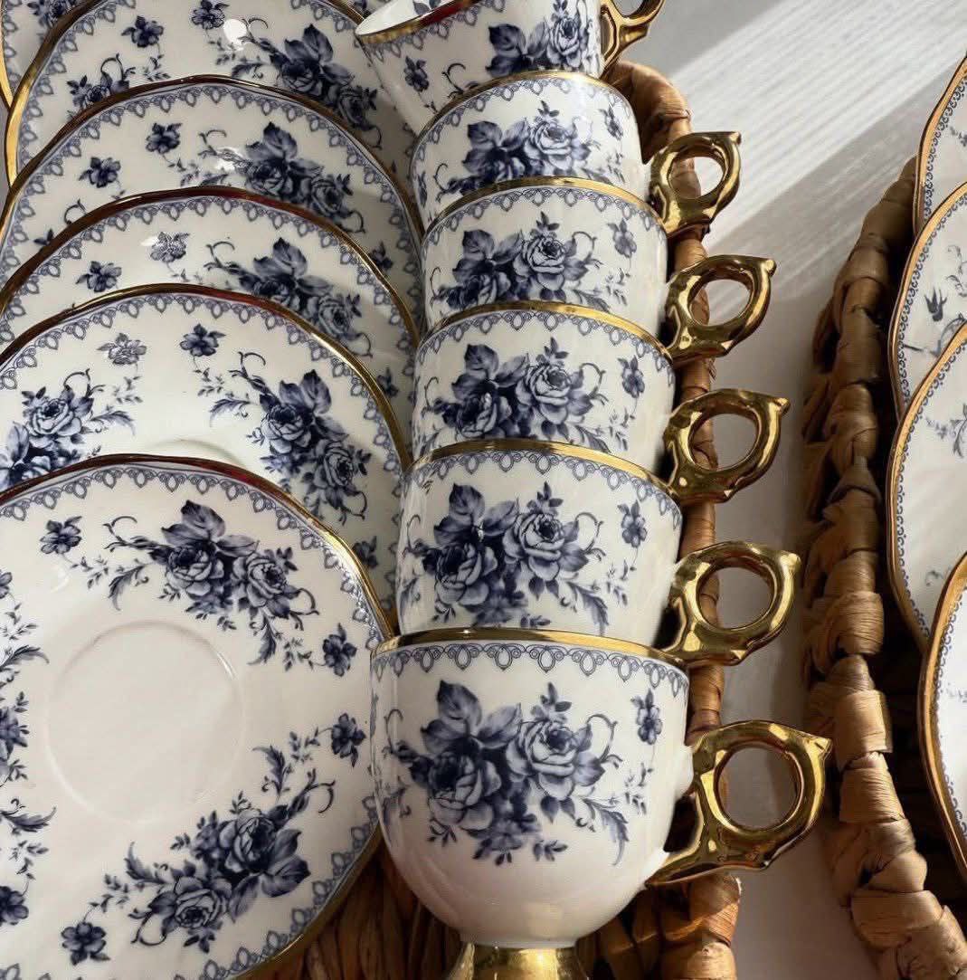 Royal Blue Floral Espresso & Tea Set