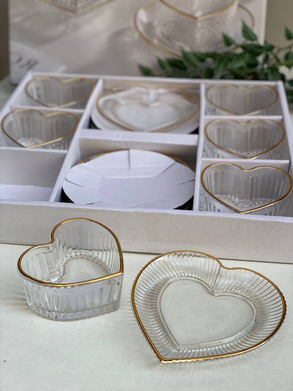 Gold Heart Glassware