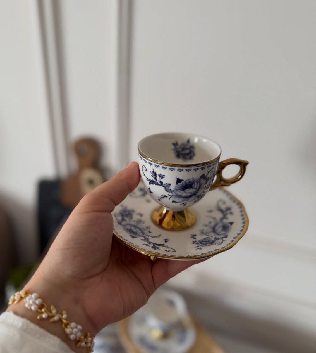 Royal Blue Floral Espresso & Tea Set