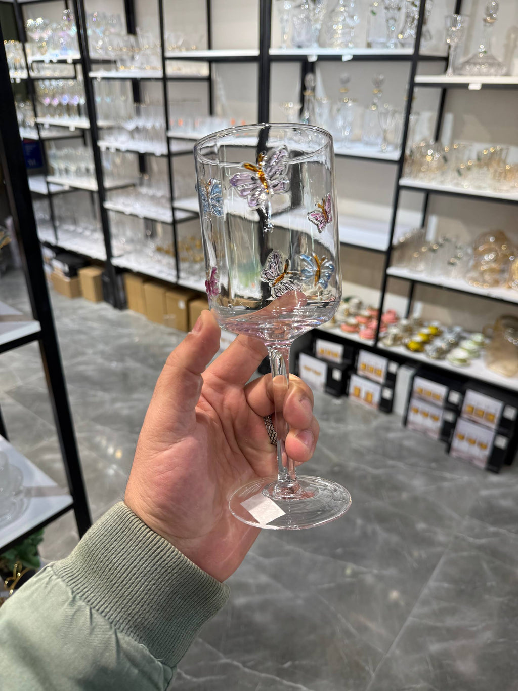 Enchanted Butterfly Glass Flute set