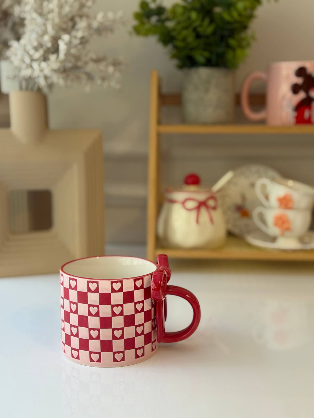 Red Checker Bow Mug