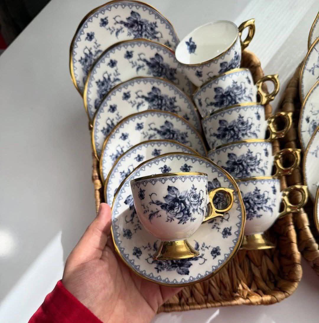 Royal Blue Floral Espresso & Tea Set
