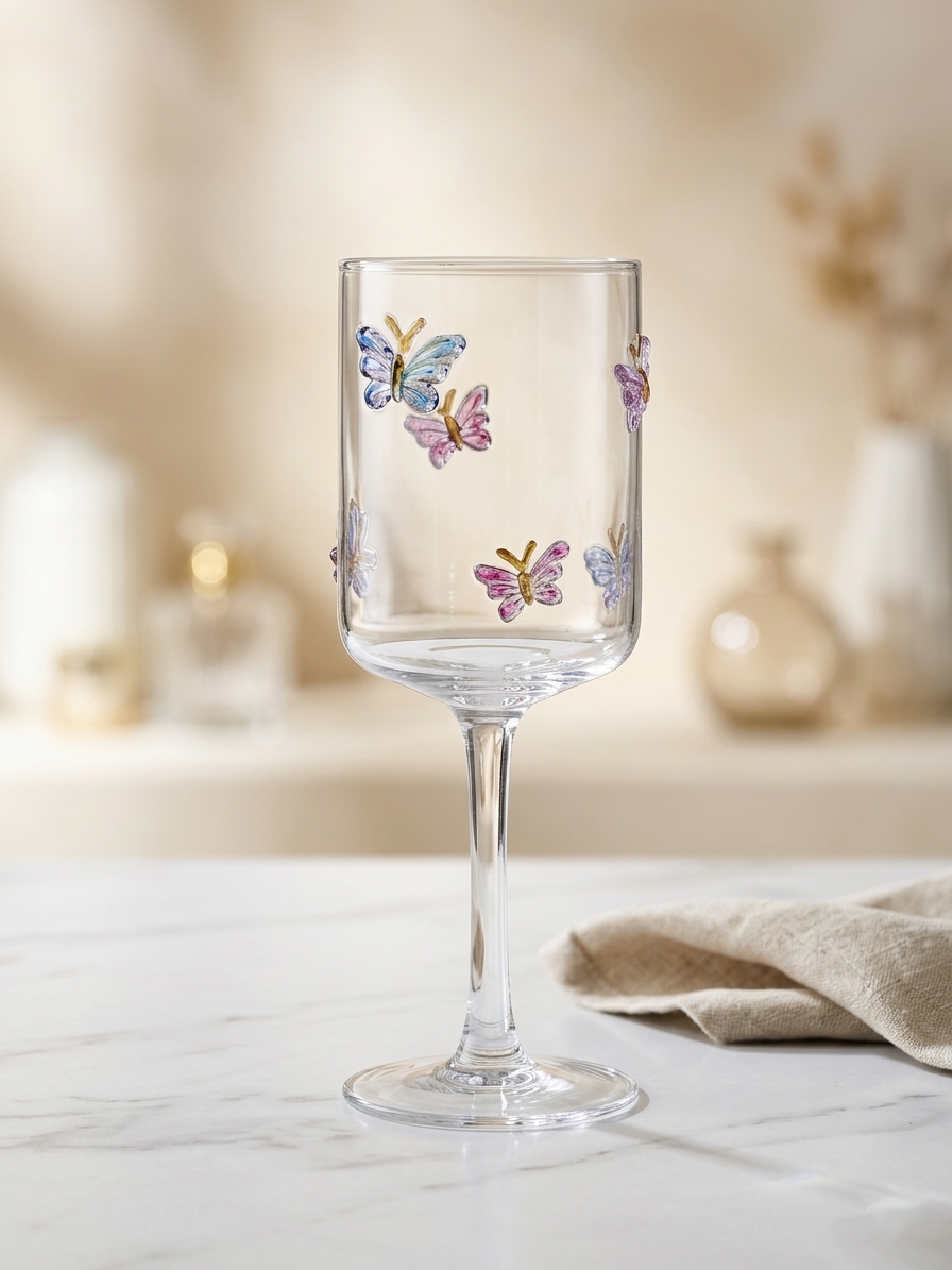 Enchanted Butterfly Glass Flute set